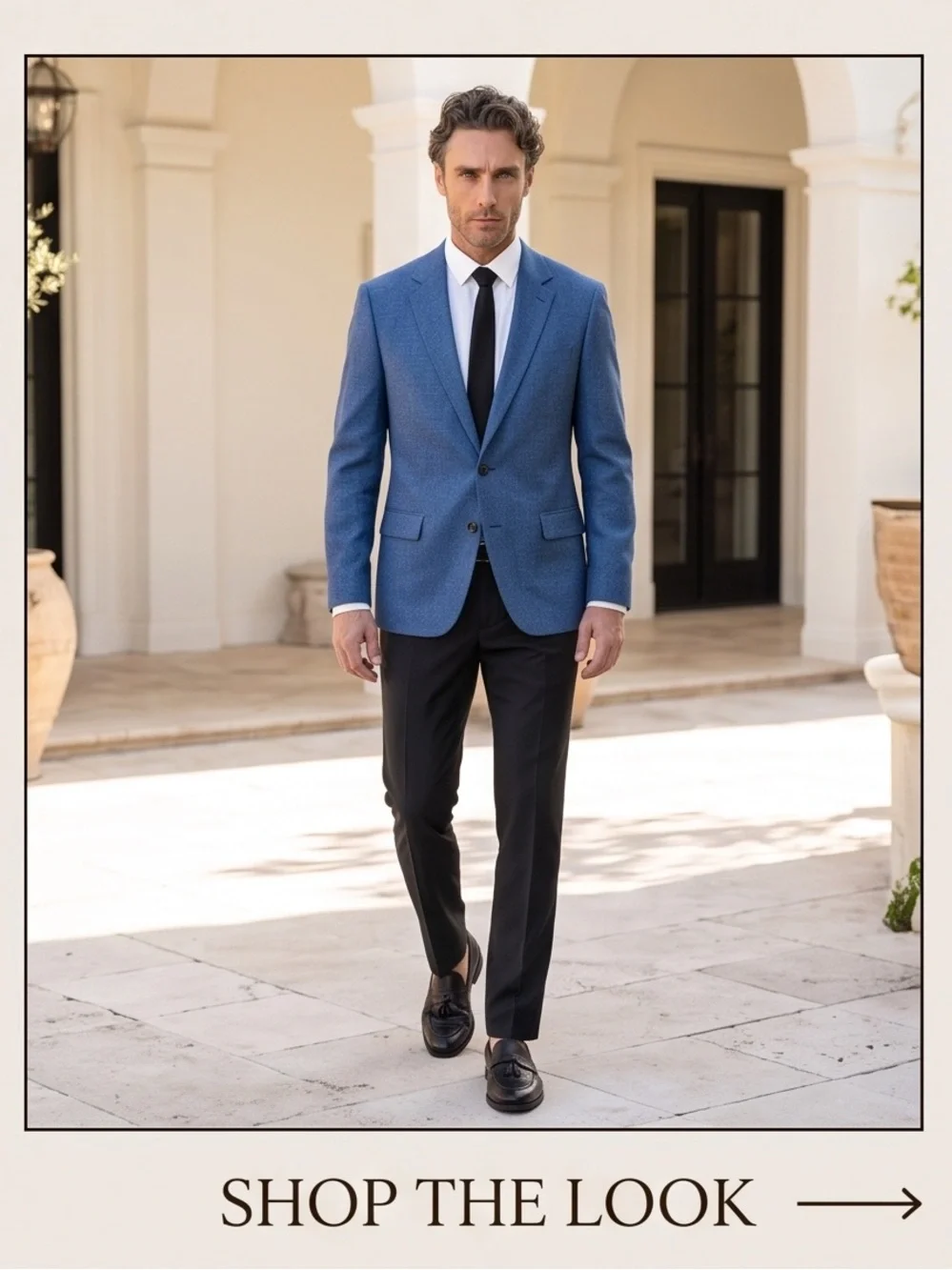 Men's Tailored Blue Textured Sport Coat